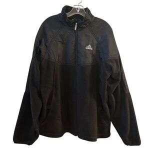 Vintage Adidas Men's Black Fleece Jacket Full Zip Size L
